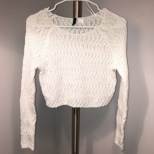 H&M White Knit Cropped Sweater